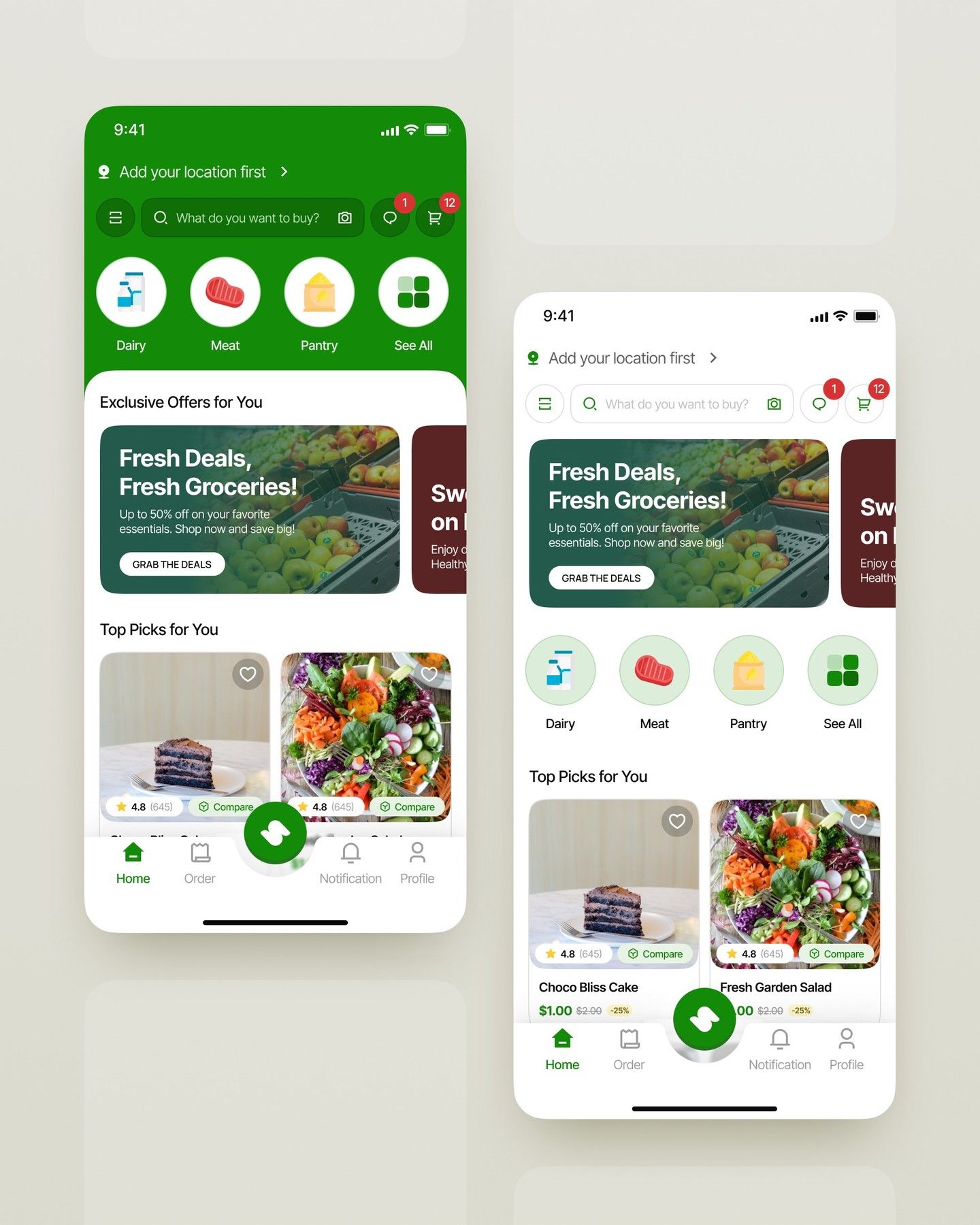 Grocery shopping mobile interface concept