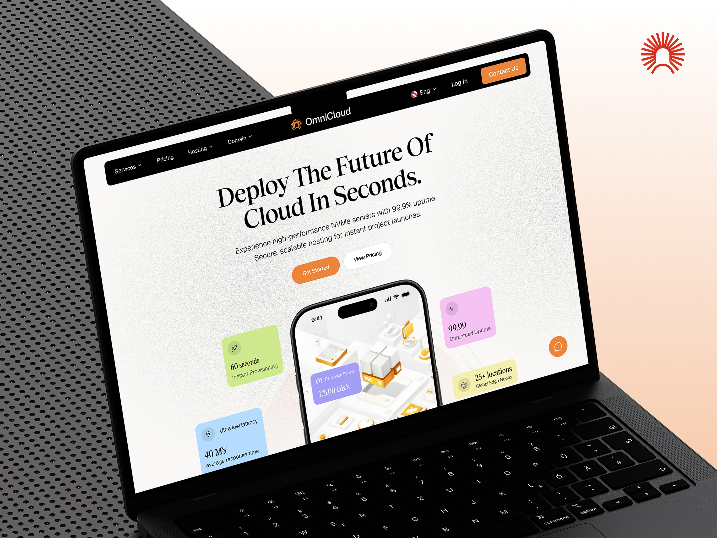 Cloud Hosting Business Landing Page UX UI Design