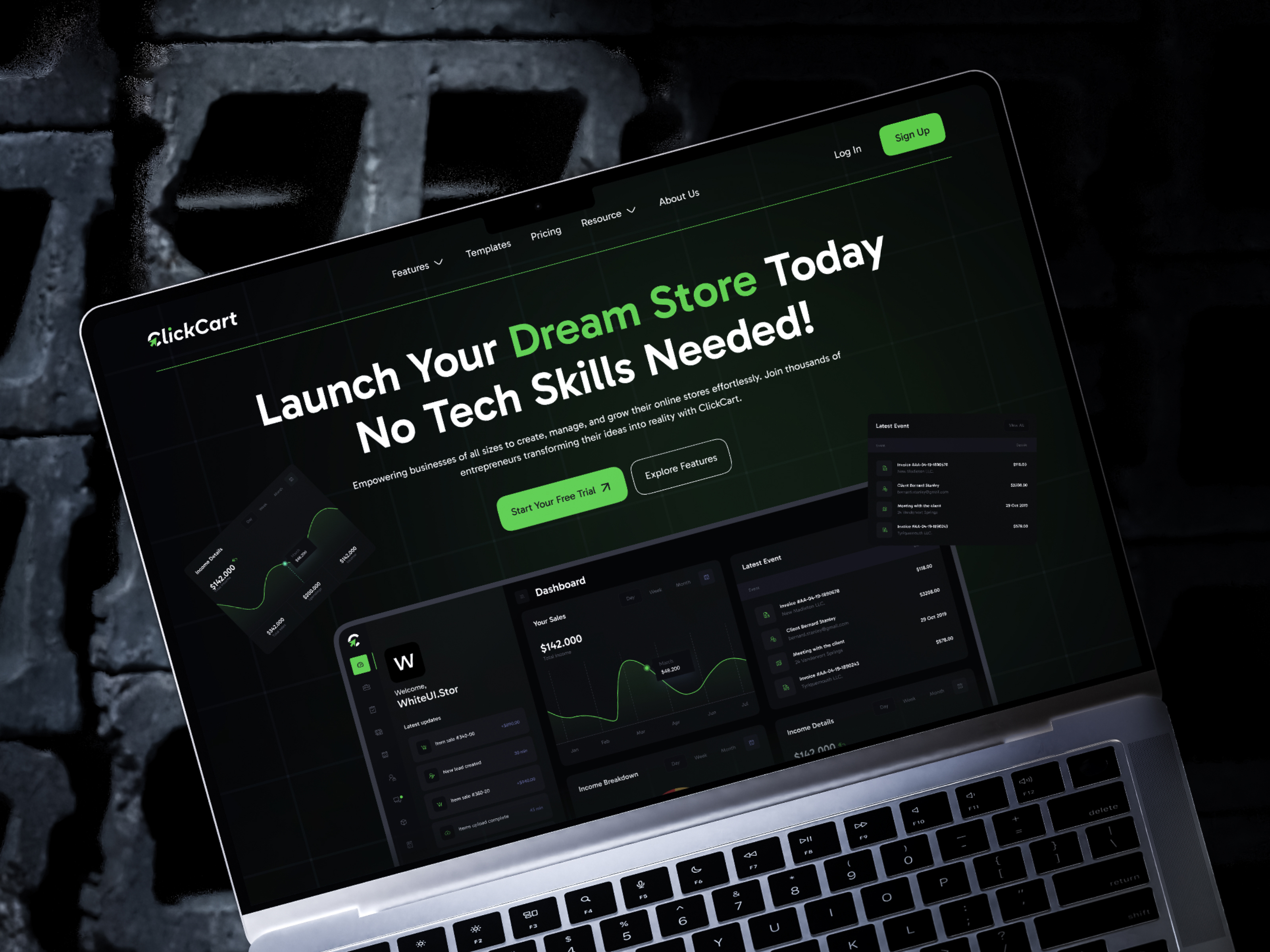 Online Retail Store Builder SaaS Landing Page UI Design